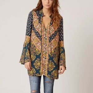 Free People Magic Mystery Boho Tunic Blouse Top Size S